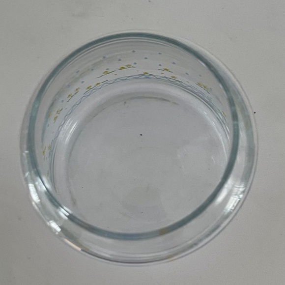 Vintage Clear Glass Canister Geese Blue Ribbon Flowers W/Glass Lid 5.5" - Picture 7 of 9